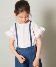 KJKGT01019 a.v.v KIDS(アー・ヴェ・ヴェ) [140-150]フリルスリーブＴシャツ ブラック