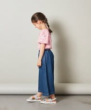 KJKGT02019 a.v.v KIDS(アー・ヴェ・ヴェ) [140-150]レースアップリボンスリーブＴシャツ ライトブルー