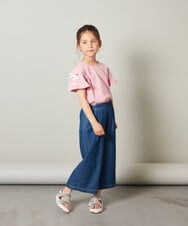 KJKGT02019 a.v.v KIDS(アー・ヴェ・ヴェ) [140-150]レースアップリボンスリーブＴシャツ ライトブルー