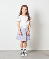 KJKGT02019 a.v.v KIDS(アー・ヴェ・ヴェ) [140-150]レースアップリボンスリーブＴシャツ ライトブルー