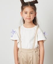 KJKGT02019 a.v.v KIDS(アー・ヴェ・ヴェ) [140-150]レースアップリボンスリーブＴシャツ ライトブルー