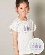 KJKGT03024 a.v.v KIDS(アー・ヴェ・ヴェ) [140-150]フリルスリーブスパンコールＴシャツ ホワイト