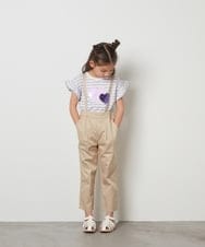 KJKGT03024 a.v.v KIDS(アー・ヴェ・ヴェ) [140-150]フリルスリーブスパンコールＴシャツ ブラック