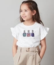 KJKGT03024 a.v.v KIDS(アー・ヴェ・ヴェ) [140-150]フリルスリーブスパンコールＴシャツ ブラック