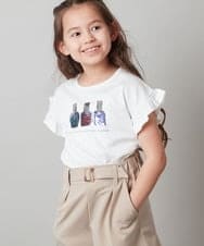 KJKGT03024 a.v.v KIDS(アー・ヴェ・ヴェ) [140-150]フリルスリーブスパンコールＴシャツ ブラック