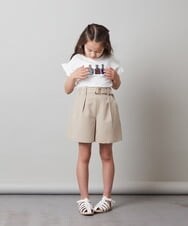 KJKGT03024 a.v.v KIDS(アー・ヴェ・ヴェ) [140-150]フリルスリーブスパンコールＴシャツ ブラック