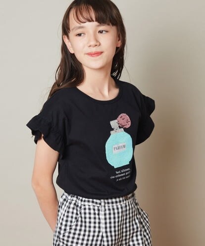 KJKGT03024 a.v.v KIDS [140-150]フリルスリーブスパンコールＴシャツ