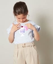 KJKGT03024 a.v.v KIDS(アー・ヴェ・ヴェ) [140-150]フリルスリーブスパンコールＴシャツ ブラック