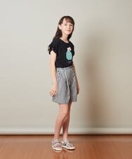 KJKGT03024 a.v.v KIDS(アー・ヴェ・ヴェ) [140-150]フリルスリーブスパンコールＴシャツ ブラック