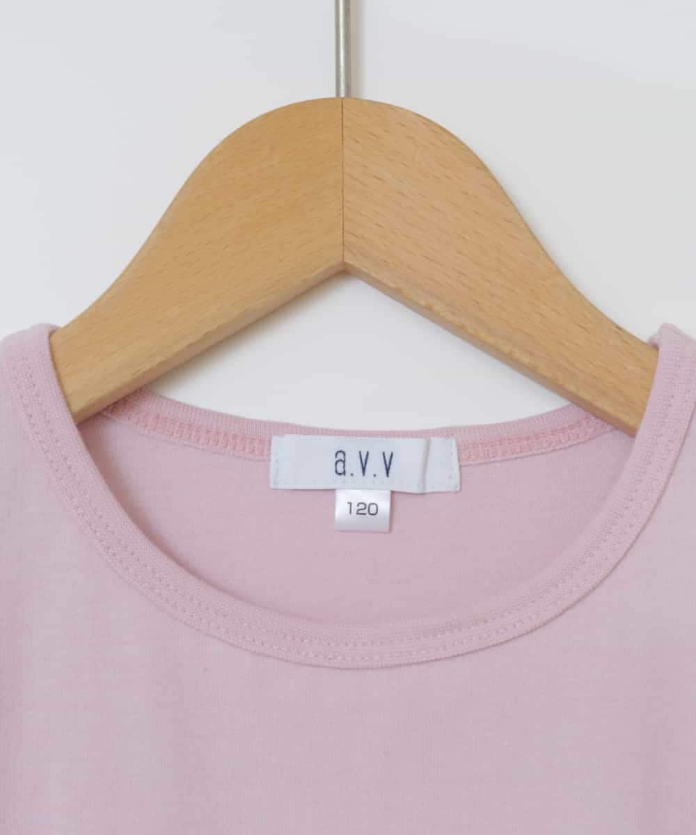 KJKGT03024 a.v.v KIDS(アー・ヴェ・ヴェ) [140-150]フリルスリーブスパンコールＴシャツ ピンク
