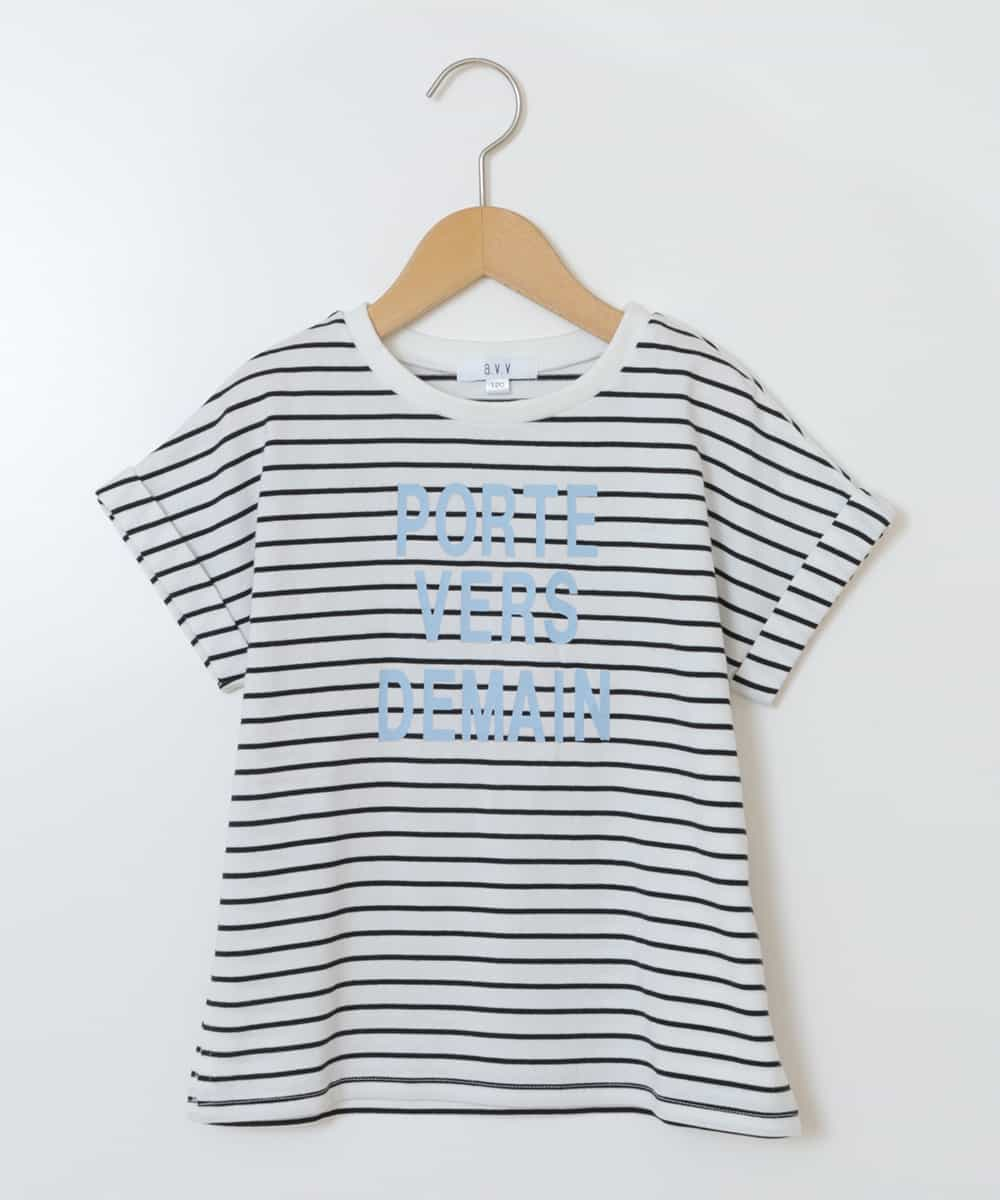 KJKGT04024 a.v.v KIDS(アー・ヴェ・ヴェ) [140-150]ロゴアソートＴシャツ ボーダー