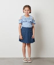 KJKGT05024 a.v.v KIDS(アー・ヴェ・ヴェ) [140-150]フリルオフショルＴシャツ ライトブルー