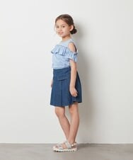 KJKGT05024 a.v.v KIDS(アー・ヴェ・ヴェ) [140-150]フリルオフショルＴシャツ ライトブルー