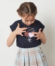 KJKGT07024 a.v.v KIDS(アー・ヴェ・ヴェ) [140-150]トゥインクルスパンコールアソートＴシャツ ネイビー