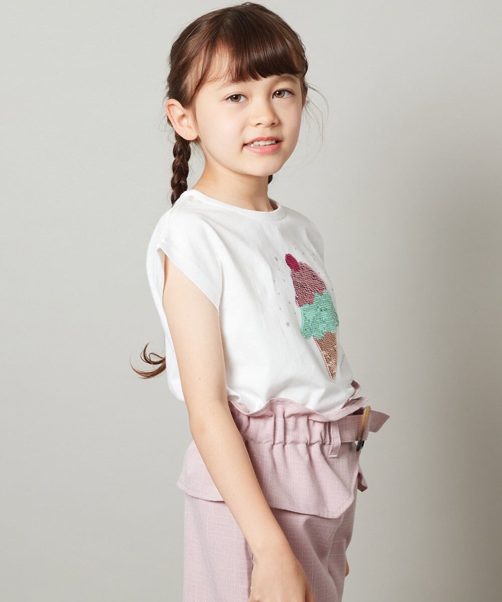 KJKGT07024 a.v.v KIDS(アー・ヴェ・ヴェ) [140-150]トゥインクルスパンコールアソートＴシャツ ネイビー