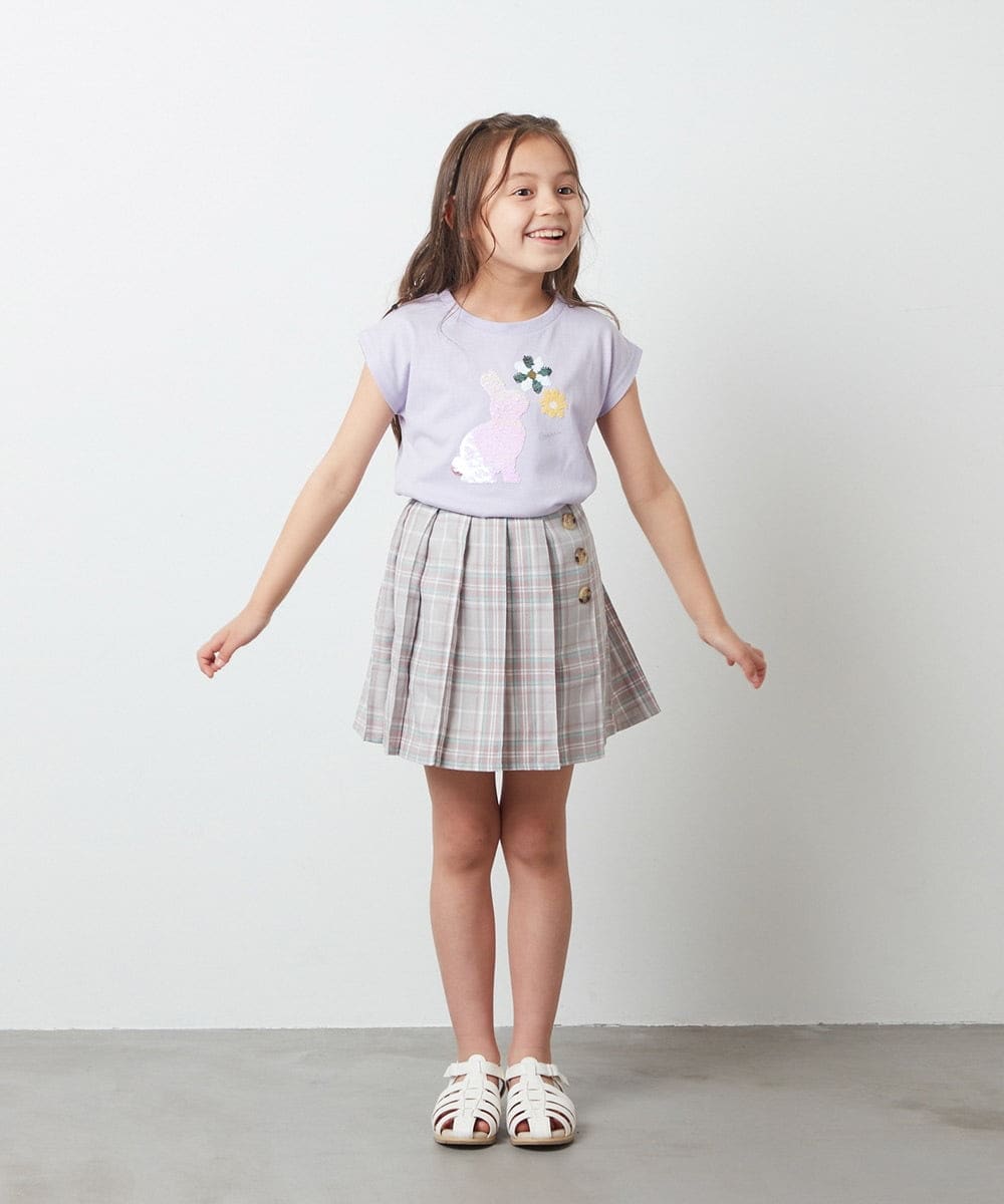 KJKGT07024 a.v.v KIDS(アー・ヴェ・ヴェ) [140-150]トゥインクルスパンコールアソートＴシャツ ネイビー