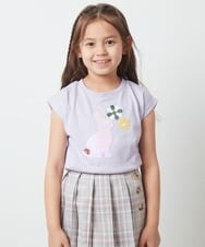 KJKGT07024 a.v.v KIDS(アー・ヴェ・ヴェ) [140-150]トゥインクルスパンコールアソートＴシャツ ネイビー