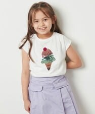 KJKGT07024 a.v.v KIDS(アー・ヴェ・ヴェ) [140-150]トゥインクルスパンコールアソートＴシャツ ネイビー