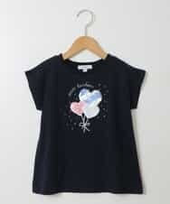 KJKGT07024 a.v.v KIDS(アー・ヴェ・ヴェ) [140-150]トゥインクルスパンコールアソートＴシャツ ネイビー