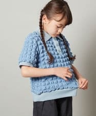 KJKGT11029 a.v.v KIDS(アー・ヴェ・ヴェ) [140-150]襟付きぽこぽこトップス アイボリー