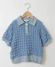 KJKGT11029 a.v.v KIDS(アー・ヴェ・ヴェ) [140-150]襟付きぽこぽこトップス ライトブルー