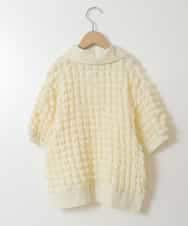 KJKGT11029 a.v.v KIDS(アー・ヴェ・ヴェ) [140-150]襟付きぽこぽこトップス アイボリー
