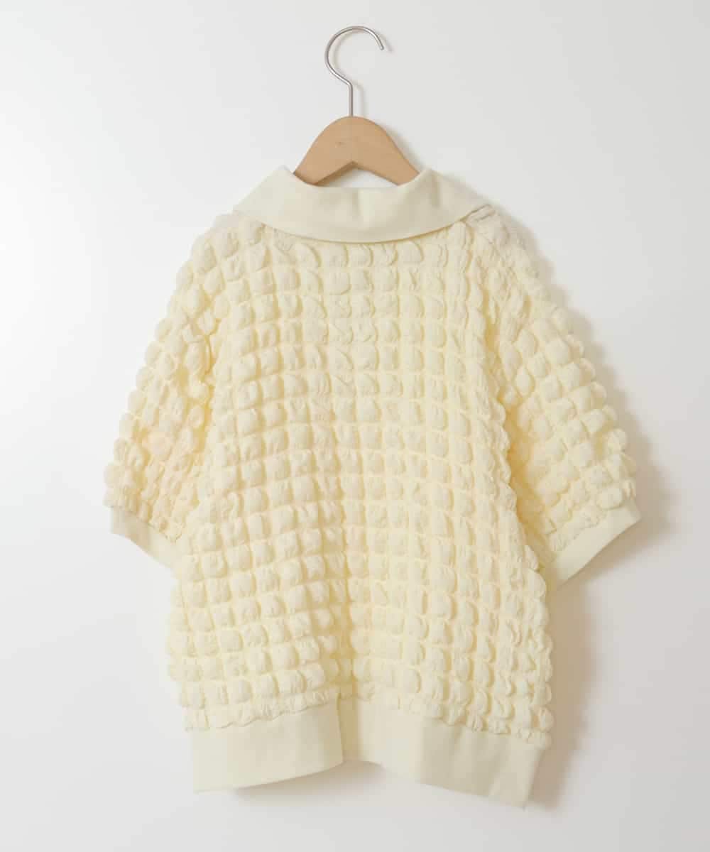 KJKGT11029 a.v.v KIDS(アー・ヴェ・ヴェ) [140-150]襟付きぽこぽこトップス アイボリー