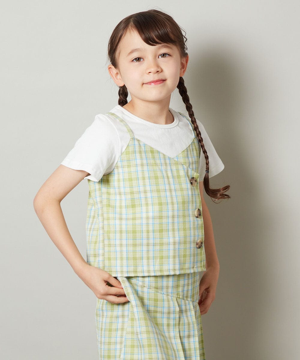 KJKGT12034 a.v.v KIDS(アー・ヴェ・ヴェ) [140-150]【セットアップ対応】キャミドッキングトップス ブラック