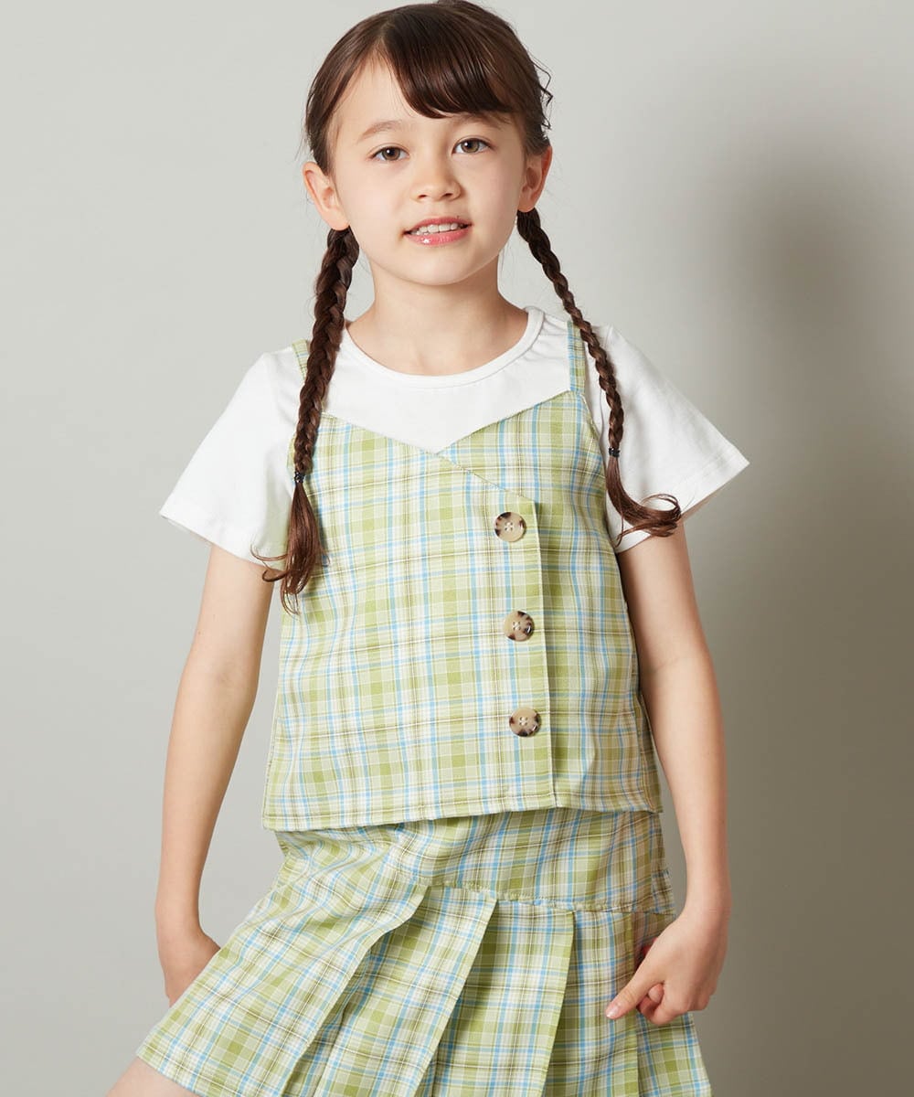 KJKGT12034 a.v.v KIDS(アー・ヴェ・ヴェ) [140-150]【セットアップ対応】キャミドッキングトップス ブラック