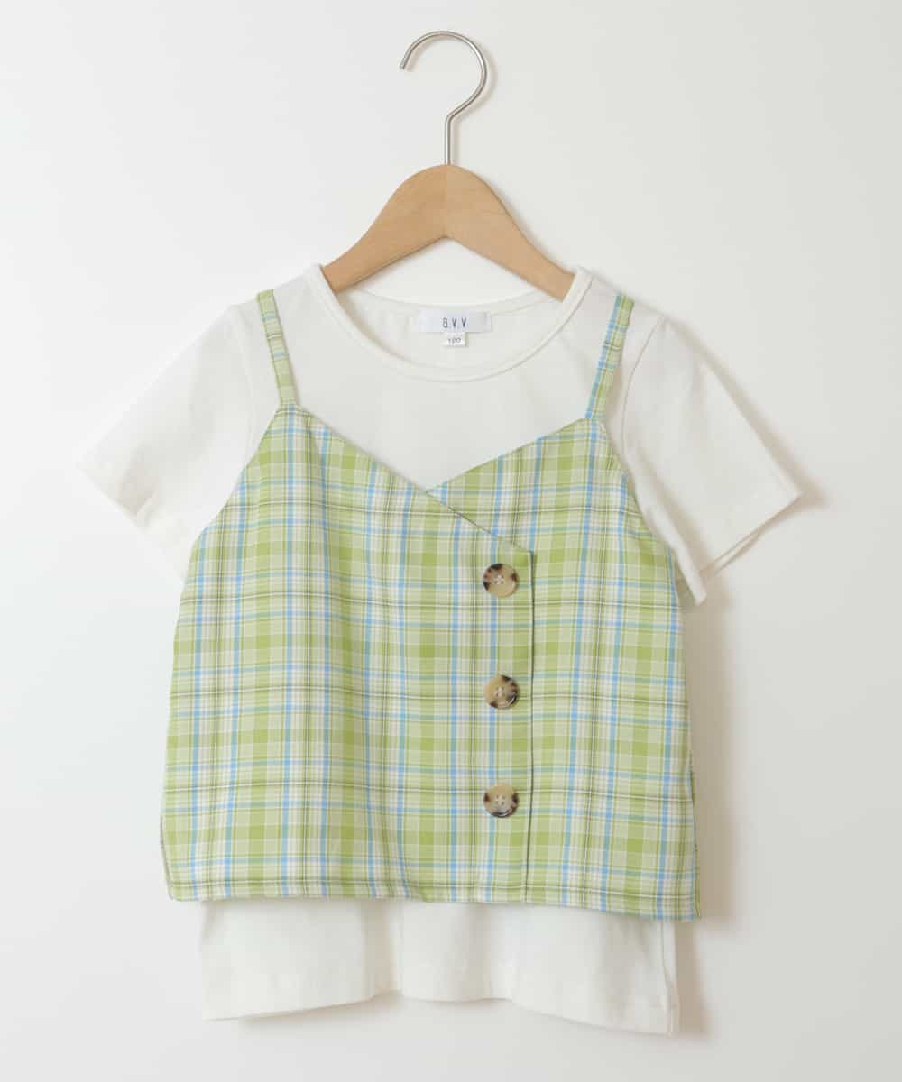 KJKGT12034 a.v.v KIDS(アー・ヴェ・ヴェ) [140-150]【セットアップ対応】キャミドッキングトップス グリーン