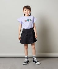 KJKGT14024 a.v.v KIDS(アー・ヴェ・ヴェ) [140-150]袖フリルスパンコールＴシャツ ホワイト