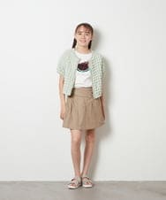 KJKGT14024 a.v.v KIDS(アー・ヴェ・ヴェ) [140-150]袖フリルスパンコールＴシャツ ホワイト