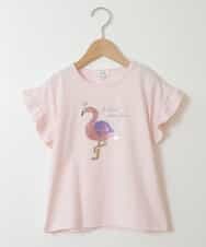 KJKGT14024 a.v.v KIDS(アー・ヴェ・ヴェ) [140-150]袖フリルスパンコールＴシャツ ピンク