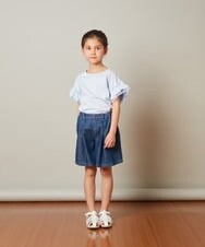 KJKGU01024 a.v.v KIDS(アー・ヴェ・ヴェ) [160]フリルスリーブＴシャツ ライトブルー