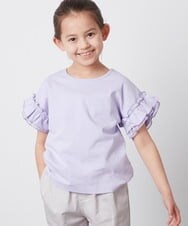 KJKGU01024 a.v.v KIDS(アー・ヴェ・ヴェ) [160]フリルスリーブＴシャツ ライトブルー