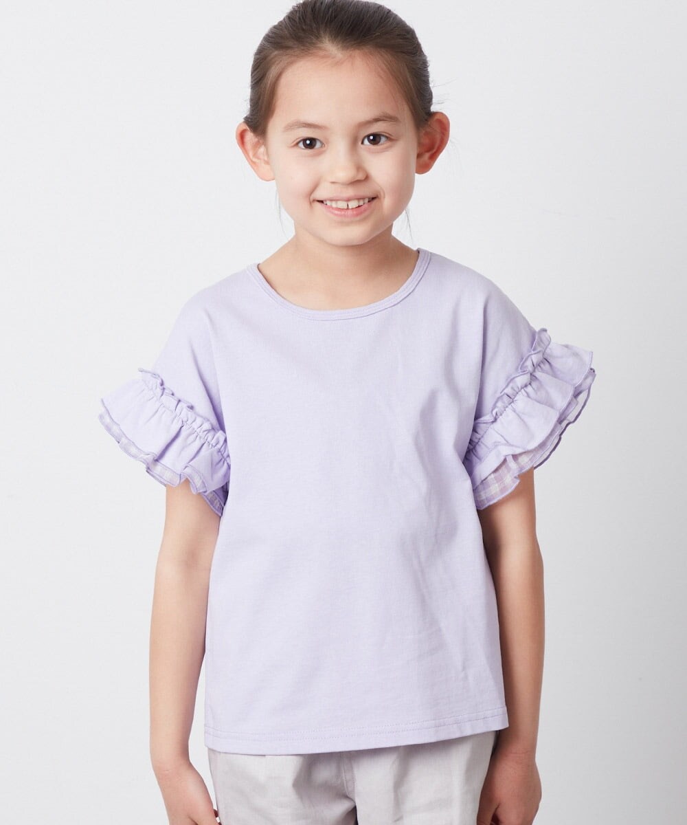 KJKGU01024 a.v.v KIDS(アー・ヴェ・ヴェ) [160]フリルスリーブＴシャツ ラベンダー
