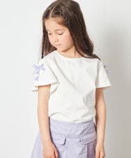 KJKGU02024 a.v.v KIDS(アー・ヴェ・ヴェ) [160]レースアップリボンスリーブＴシャツ ブラック