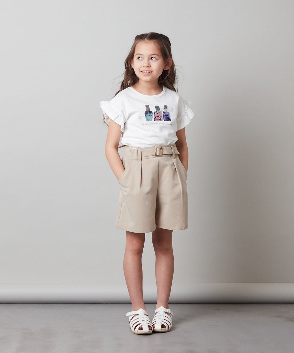 160]フリルスリーブスパンコールTシャツ(カットソー・Tシャツ 