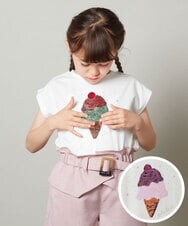 KJKGU07029 a.v.v KIDS(アー・ヴェ・ヴェ) [160]トゥインクルスパンコールアソートＴシャツ ホワイト