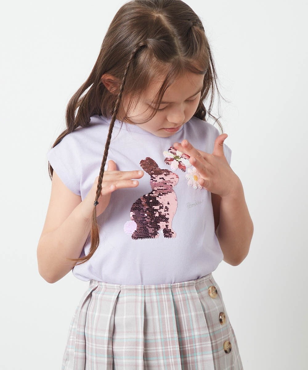 KJKGU07029 a.v.v KIDS(アー・ヴェ・ヴェ) [160]トゥインクルスパンコールアソートＴシャツ ホワイト