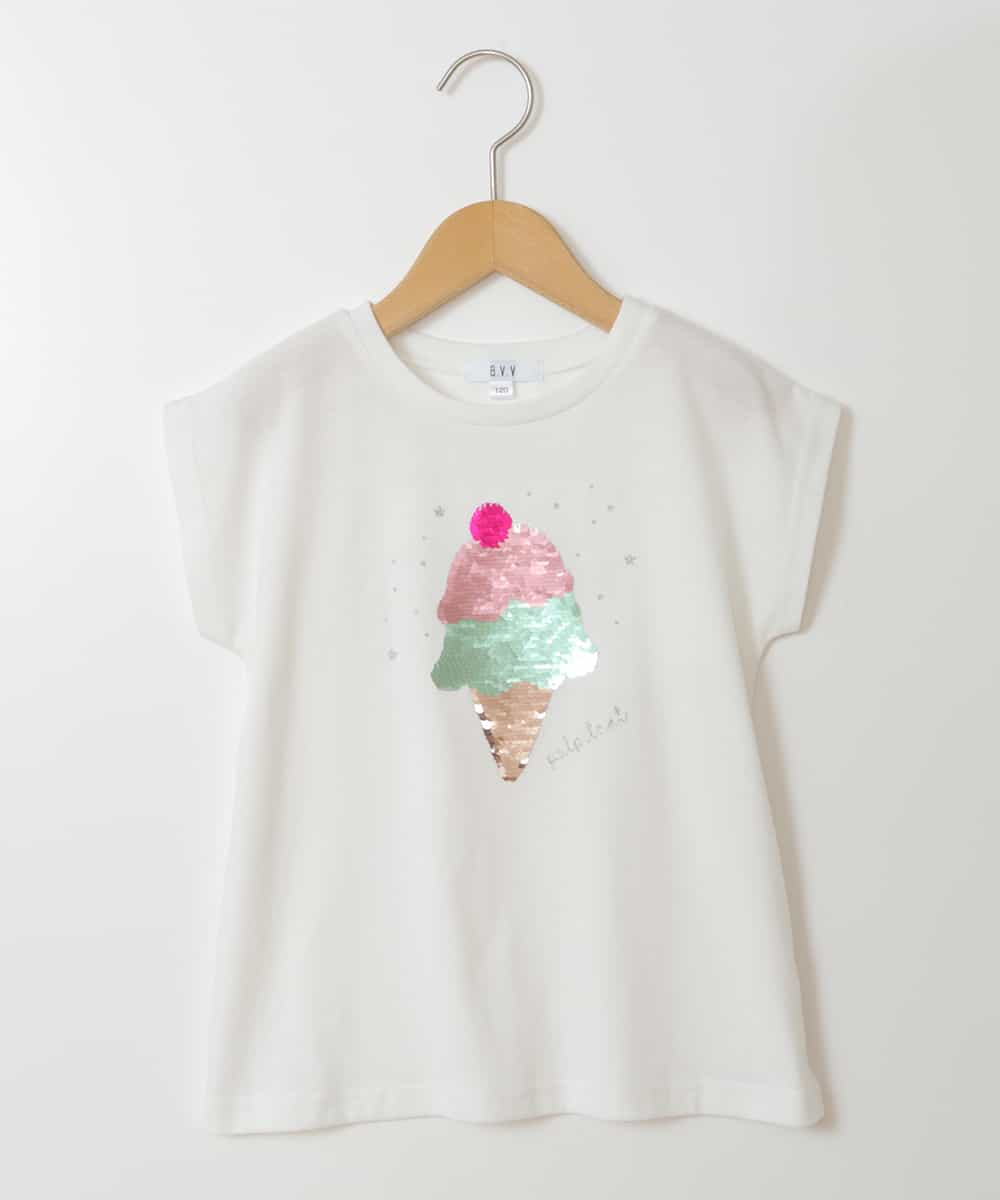 KJKGU07029 a.v.v KIDS(アー・ヴェ・ヴェ) [160]トゥインクルスパンコールアソートＴシャツ ホワイト