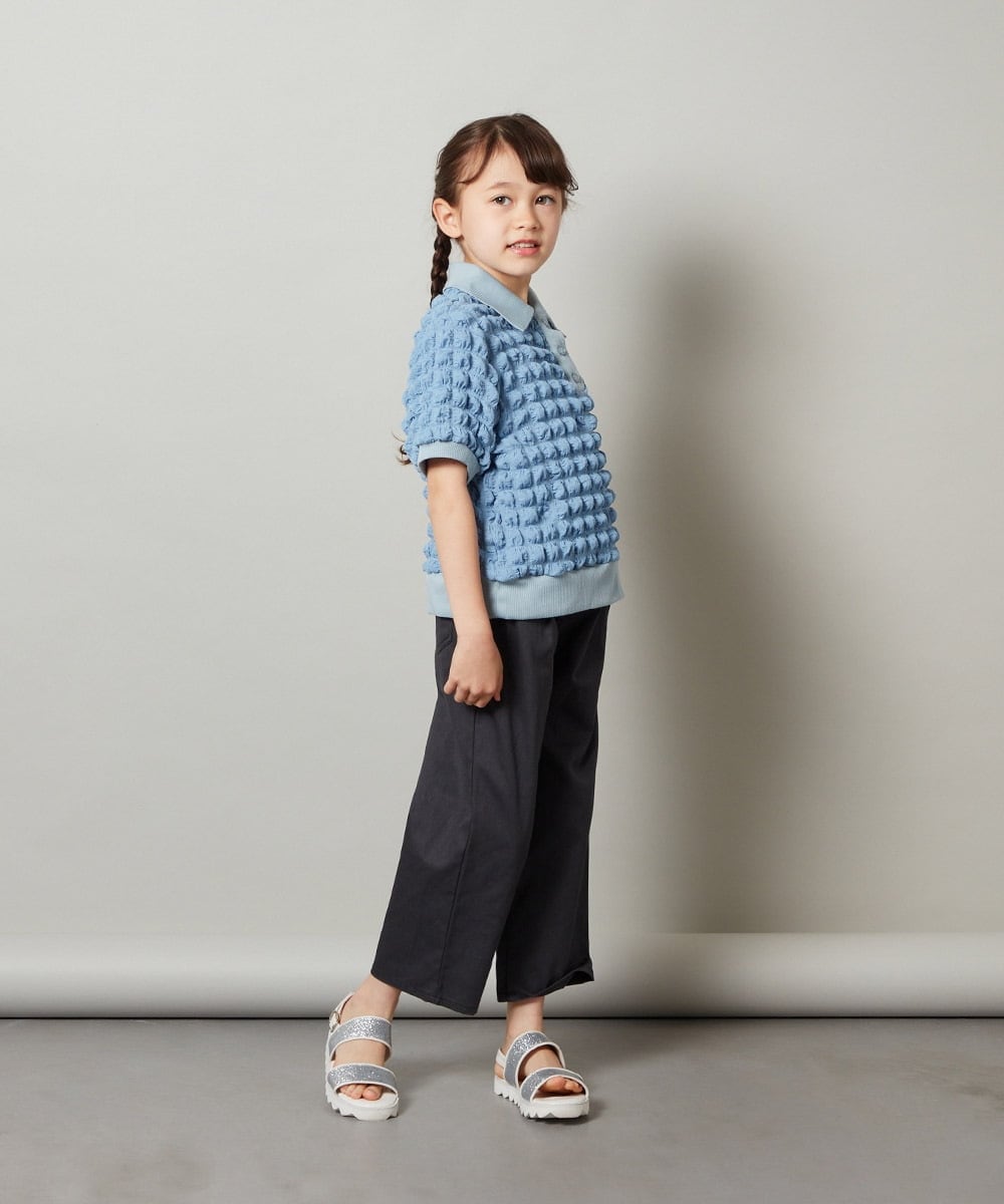 KJKGU11034 a.v.v KIDS(アー・ヴェ・ヴェ) [160]襟付きぽこぽこトップス ブラック
