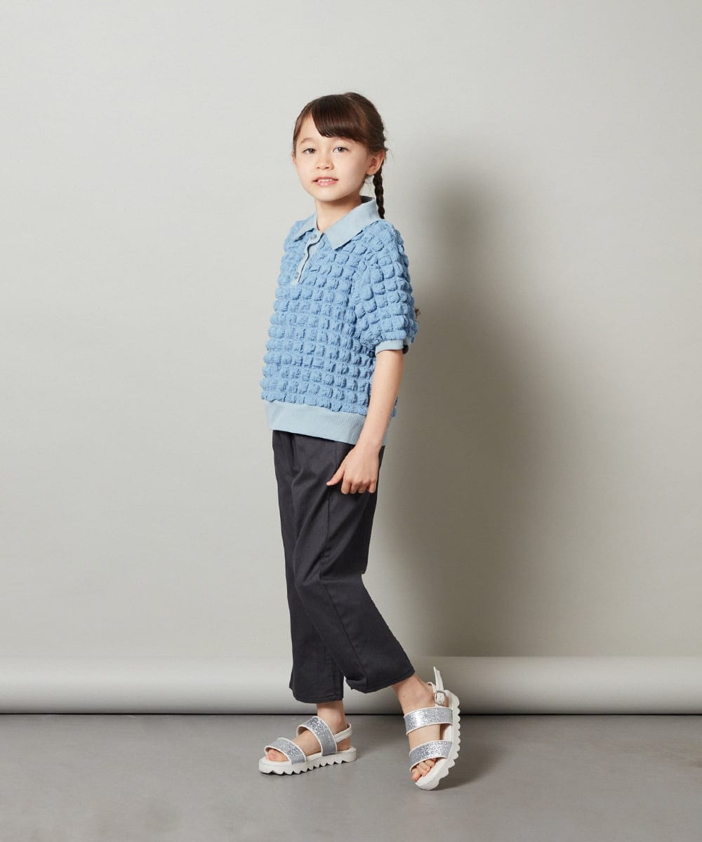 KJKGU11034 a.v.v KIDS(アー・ヴェ・ヴェ) [160]襟付きぽこぽこトップス ブラック