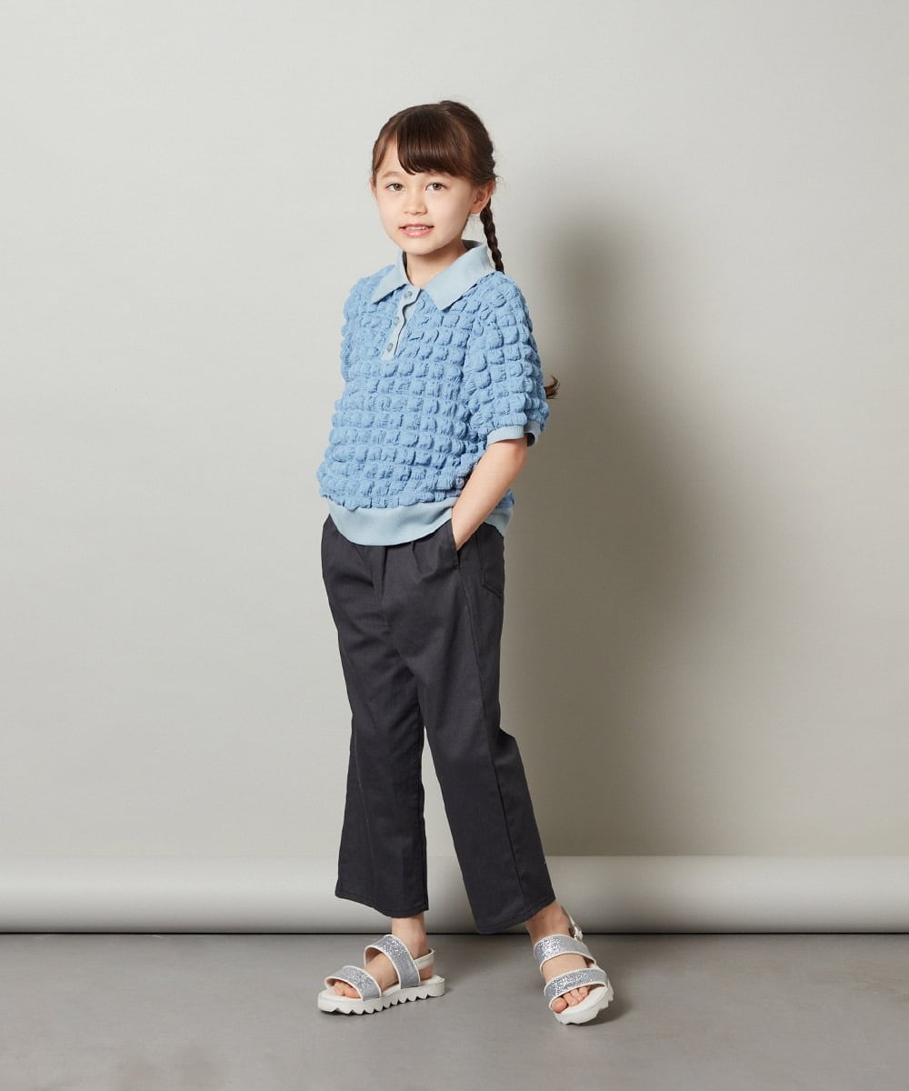 KJKGU11034 a.v.v KIDS(アー・ヴェ・ヴェ) [160]襟付きぽこぽこトップス ブラック