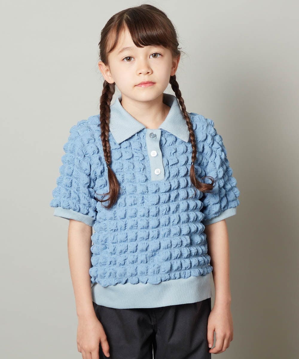 KJKGU11034 a.v.v KIDS(アー・ヴェ・ヴェ) [160]襟付きぽこぽこトップス ブラック