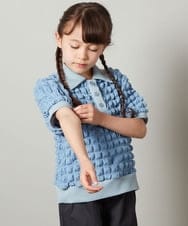 KJKGU11034 a.v.v KIDS(アー・ヴェ・ヴェ) [160]襟付きぽこぽこトップス ブラック