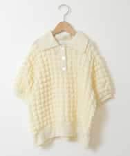 KJKGU11034 a.v.v KIDS(アー・ヴェ・ヴェ) [160]襟付きぽこぽこトップス アイボリー