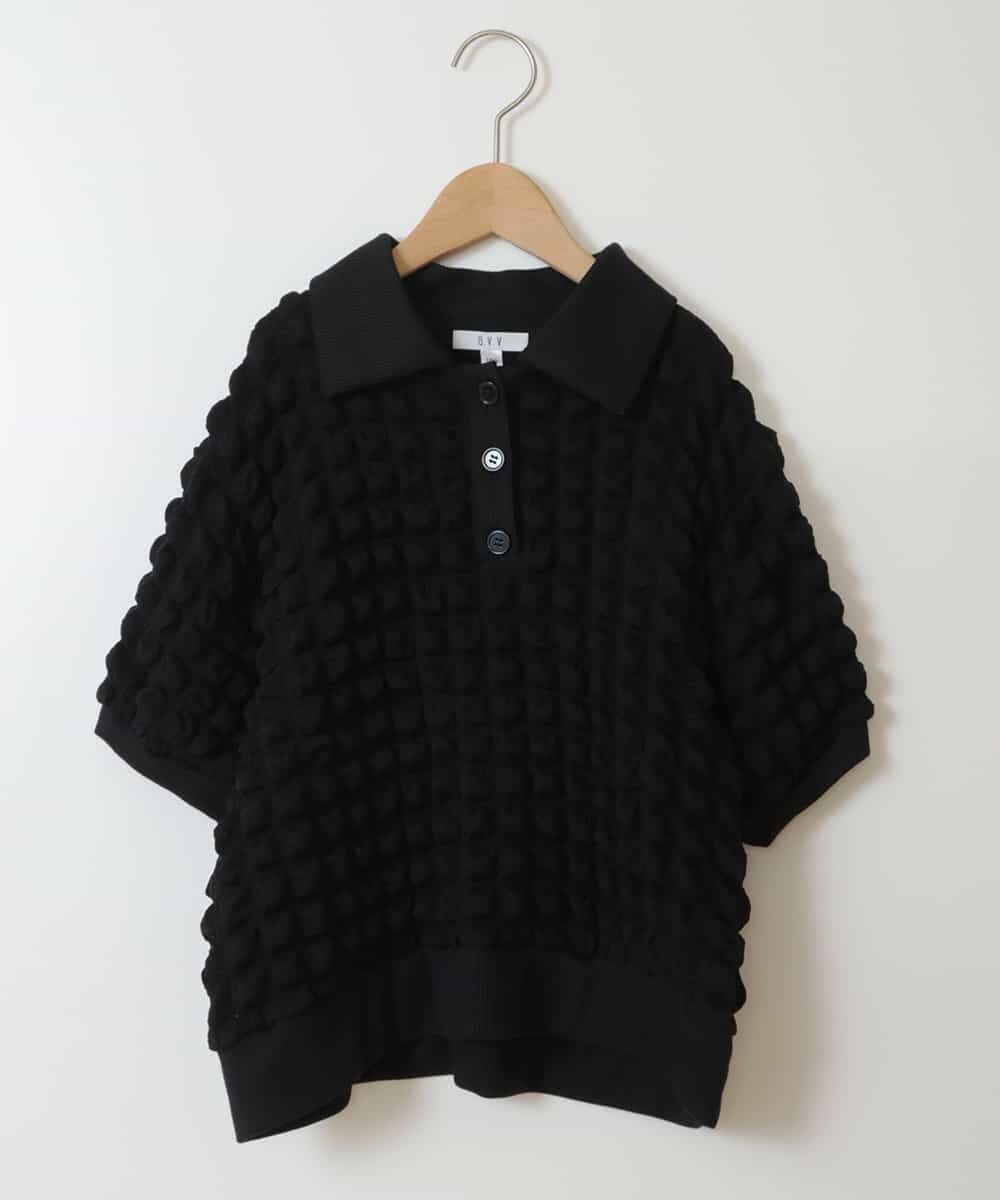 KJKGU11034 a.v.v KIDS(アー・ヴェ・ヴェ) [160]襟付きぽこぽこトップス ブラック