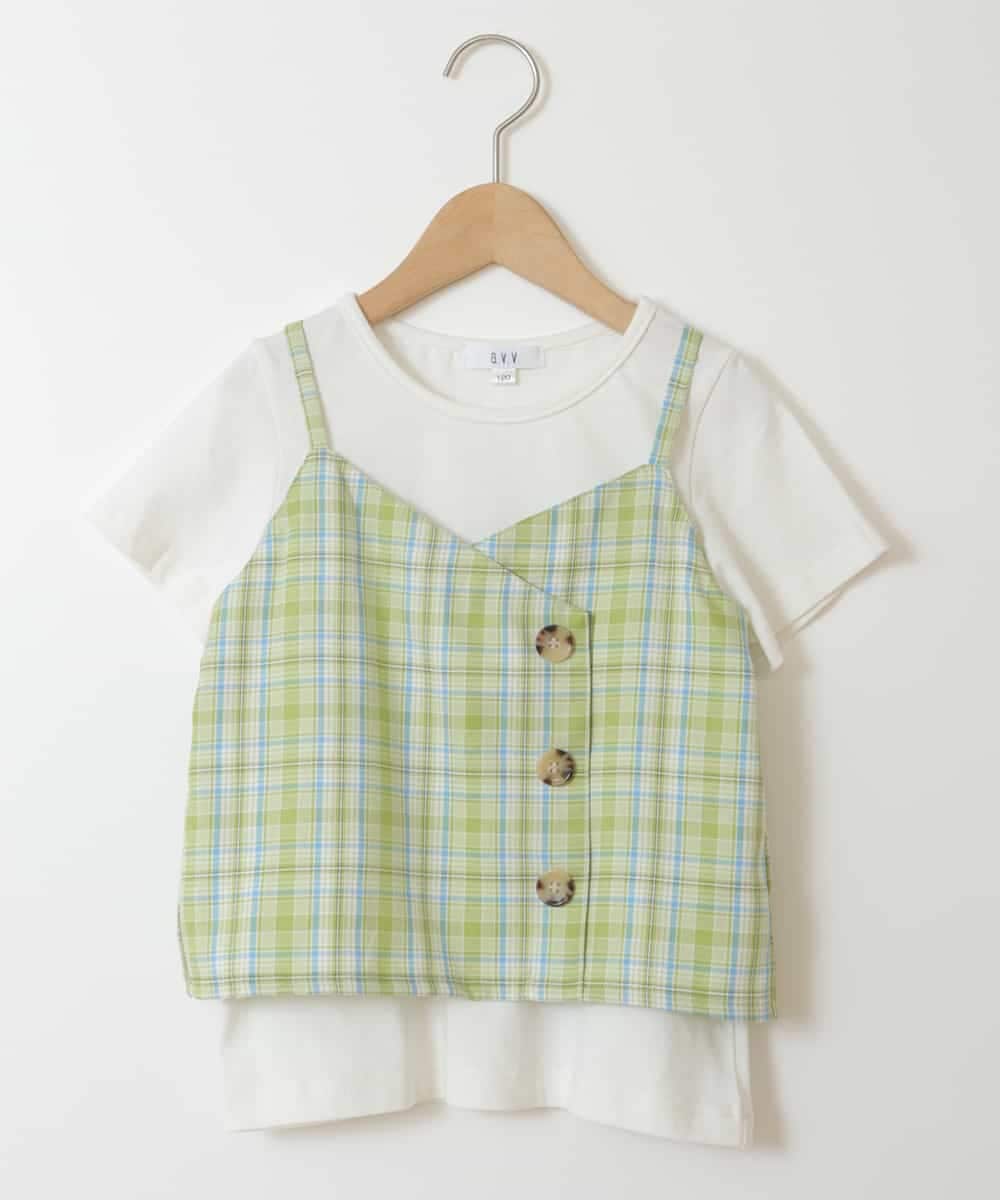 KJKGU12039 a.v.v KIDS(アー・ヴェ・ヴェ) [160]【セットアップ対応】キャミドッキングトップス グリーン