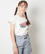 KJKGU14029 a.v.v KIDS(アー・ヴェ・ヴェ) [160]袖フリルスパンコールＴシャツ ピンク